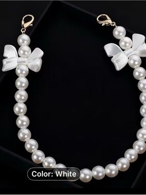 White Pearl Bow Purse Extender / Charm NWOT